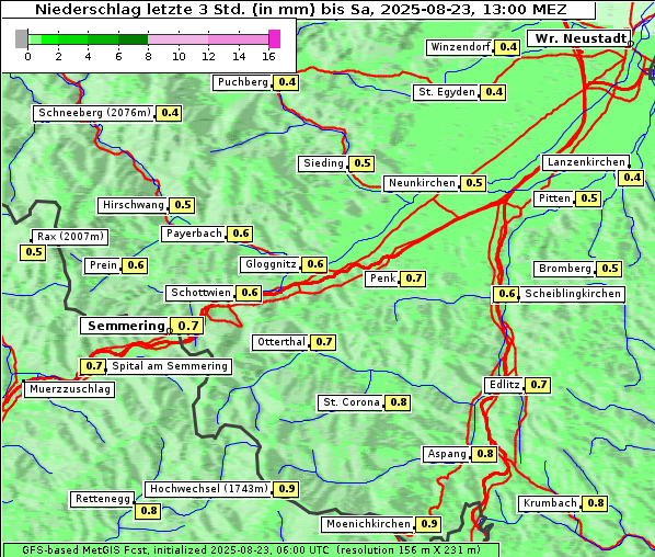 Niederschlag, 23. 8. 2025