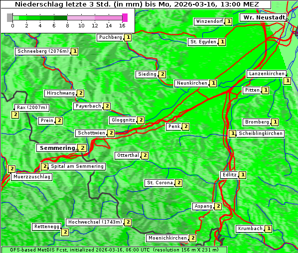 Niederschlag, 16. 3. 2026