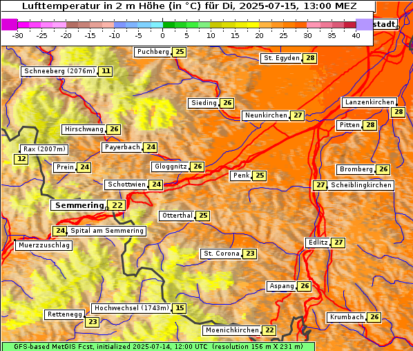 Temperatur, 15. 7. 2025