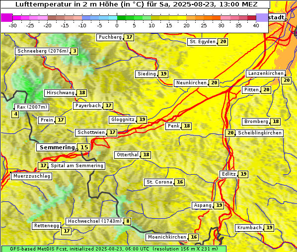 Temperatur, 23. 8. 2025