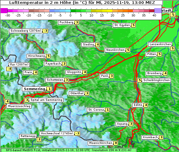 Temperatur, 19. 11. 2025