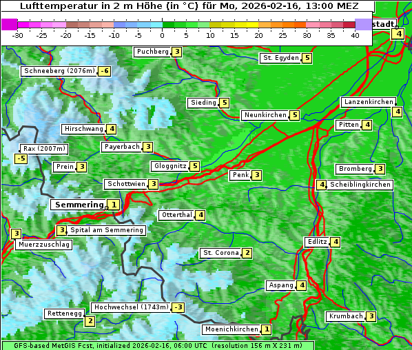 Temperatur, 16. 2. 2026