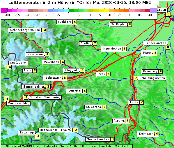 Temperatur, 16. 3. 2026