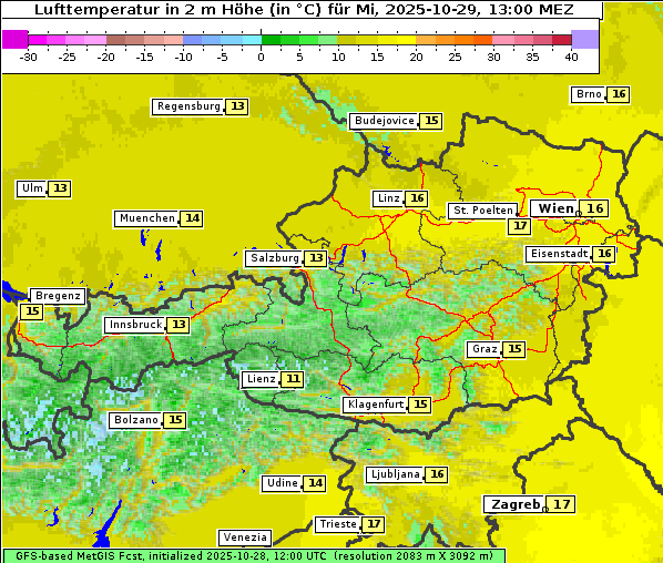 Temperatur, 29. 10. 2025