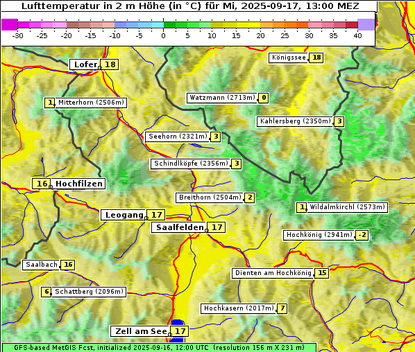Temperatur, 17. 9. 2025