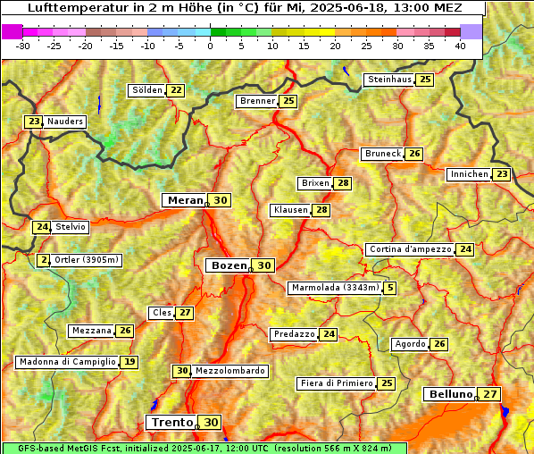 Temperatur, 18. 6. 2025