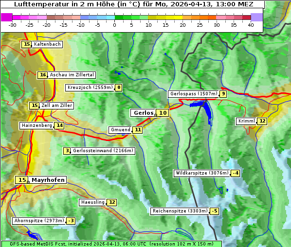 Temperatur, 13. 4. 2026