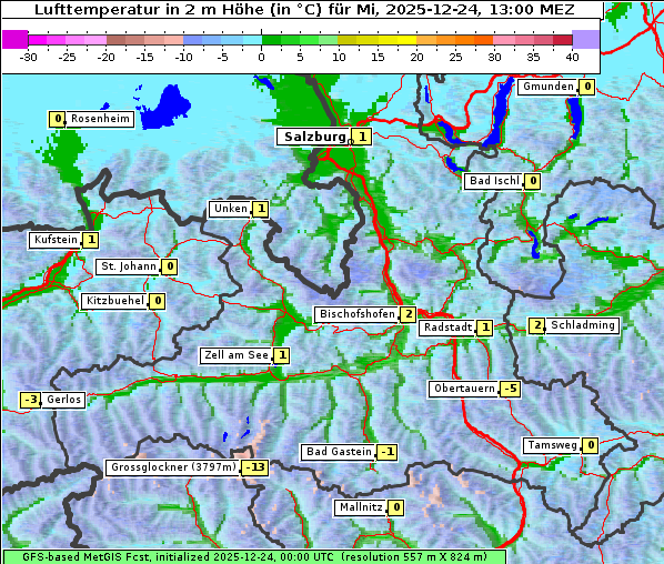 Temperatur, 24. 12. 2025