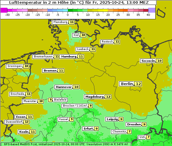 Temperatur, 24. 10. 2025