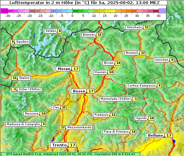 Temperatur, 2. 8. 2025