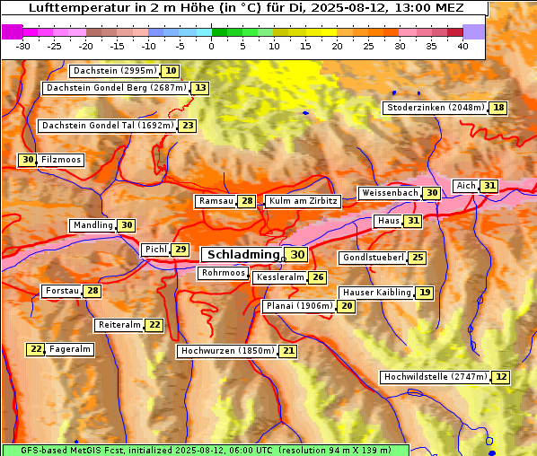 Temperatur, 12. 8. 2025