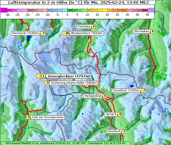 Temperatur, 24. 2. 2025