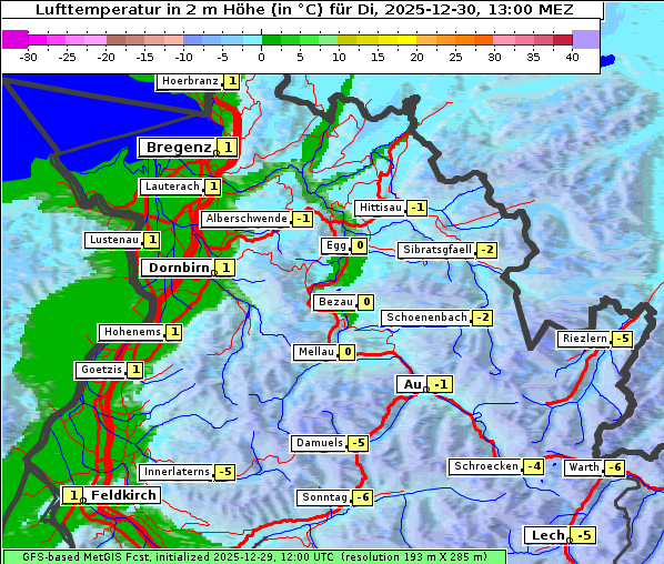 Temperatur, 30. 12. 2025