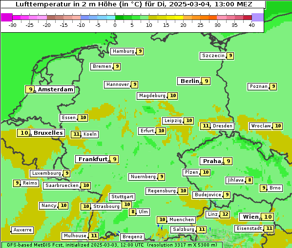 Temperatur, 4. 3. 2025