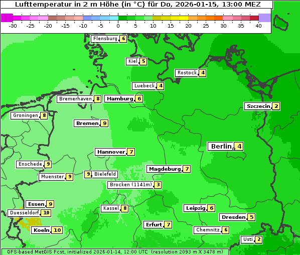 Temperatur, 15. 1. 2026