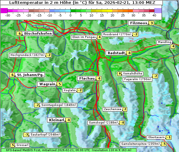 Temperatur, 21. 2. 2026