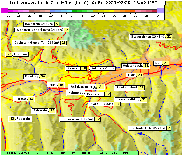 Temperatur, 29. 8. 2025