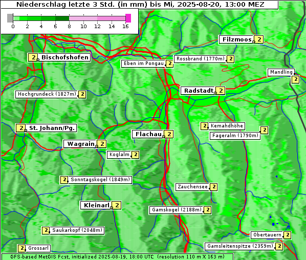 Niederschlag, 20. 8. 2025