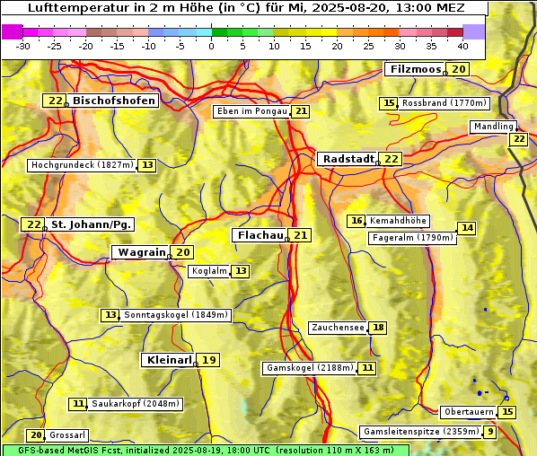 Temperatur, 20. 8. 2025