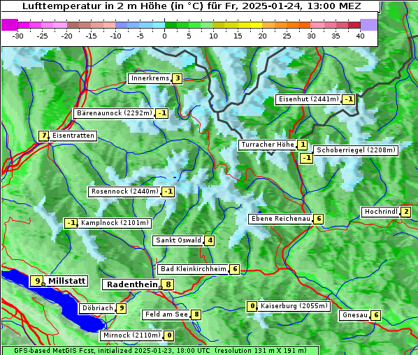 Temperatur, 24. 1. 2025