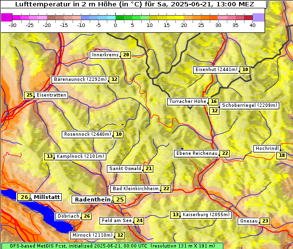Temperatur, 21. 6. 2025