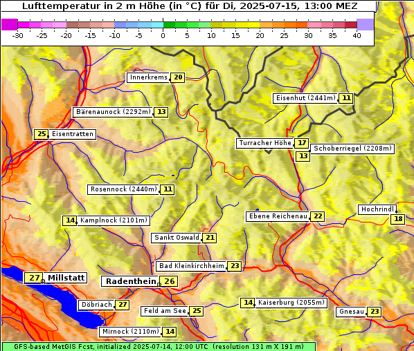Temperatur, 15. 7. 2025