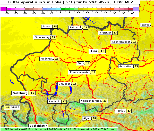 Temperatur, 16. 9. 2025