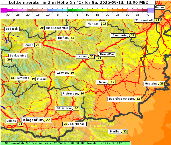Temperatur, 13. 9. 2025