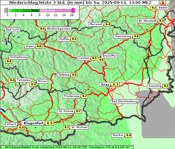 Niederschlag, 13. 9. 2025