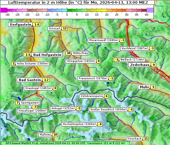 Temperatur, 13. 4. 2026