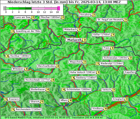 Niederschlag, 14. 3. 2025