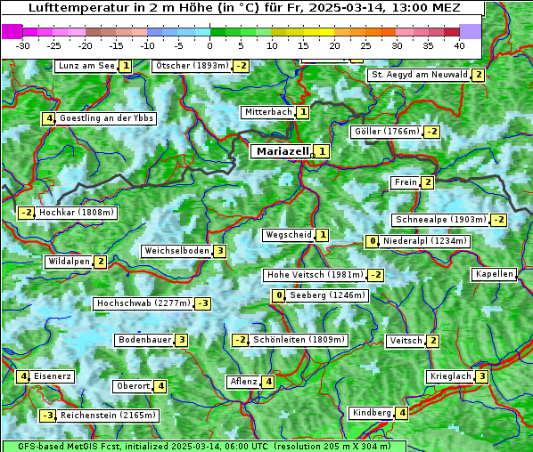 Temperatur, 14. 3. 2025