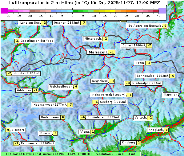 Temperatur, 27. 11. 2025