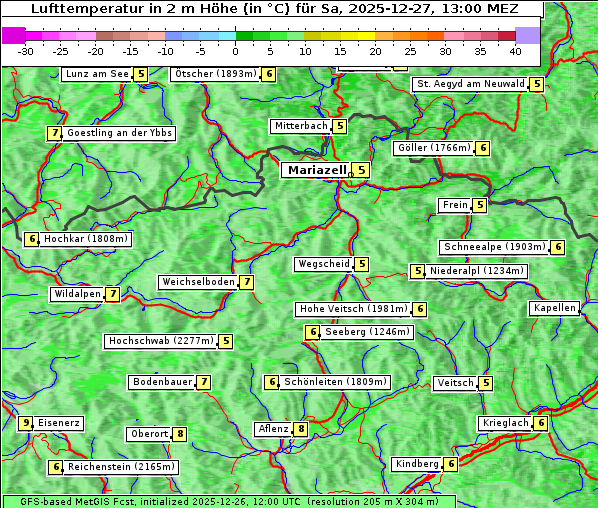 Temperatur, 27. 12. 2025
