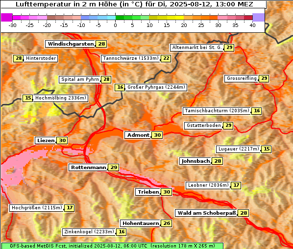 Temperatur, 12. 8. 2025