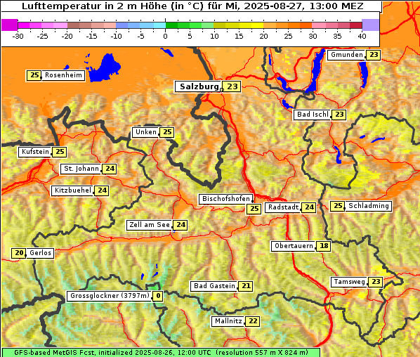 Temperatur, 27. 8. 2025