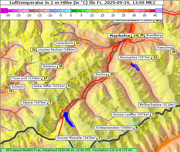 Temperatur, 19. 9. 2025