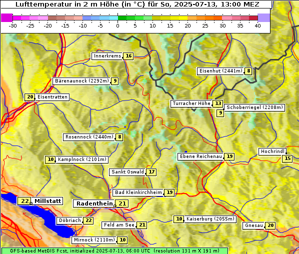 Temperatur, 13. 7. 2025