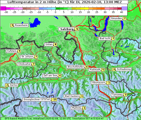 Temperatur, 10. 2. 2026