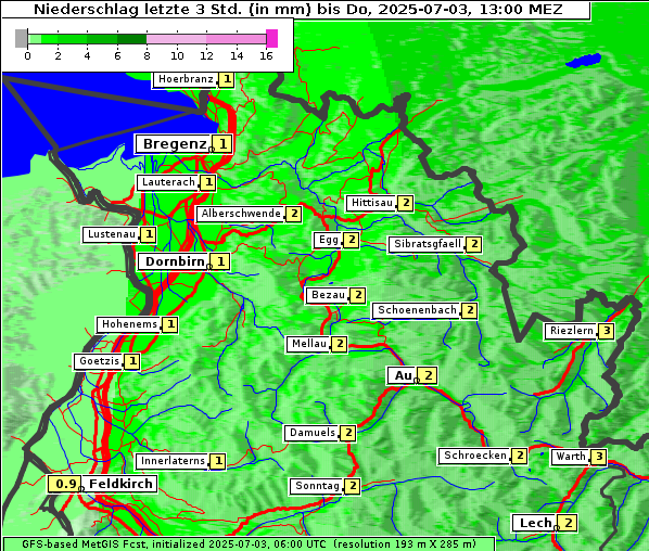 Niederschlag, 3. 7. 2025