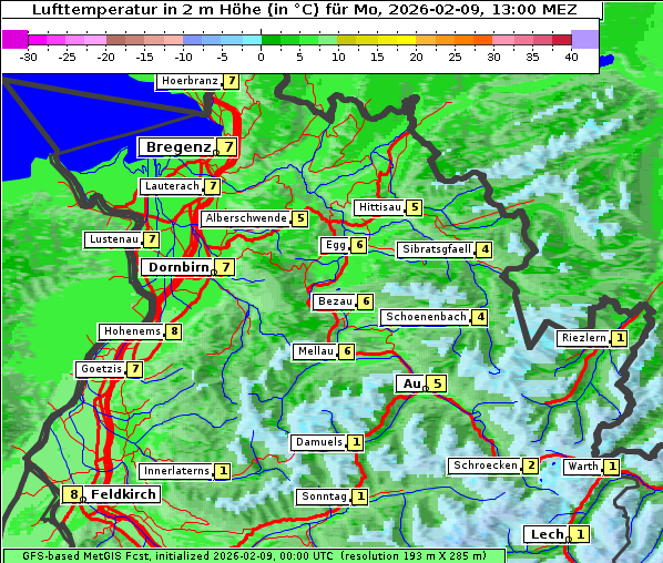 Temperatur, 9. 2. 2026