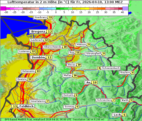 Temperatur, 10. 4. 2026
