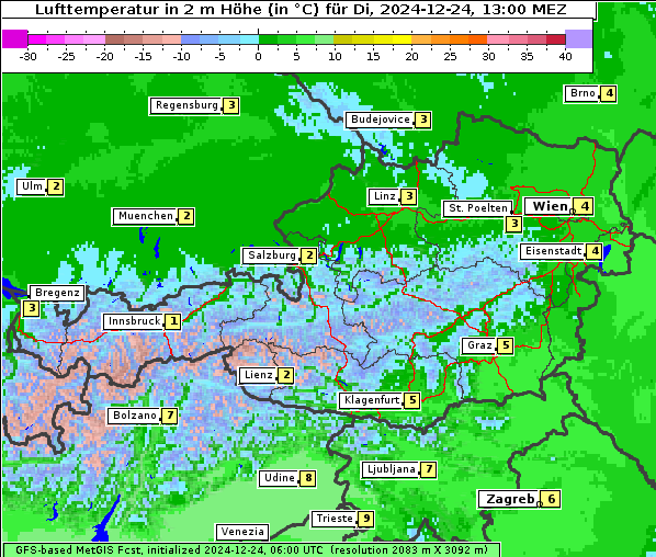 Temperatur, 24. 12. 2024