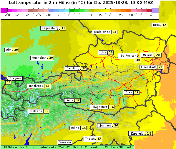 Temperatur, 23. 10. 2025