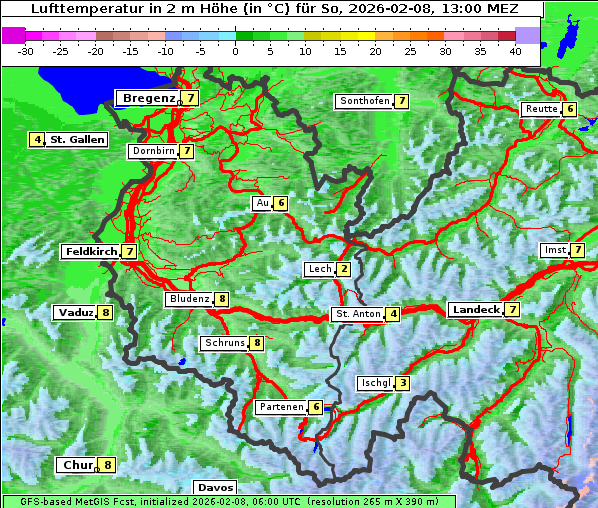 Temperatur, 8. 2. 2026