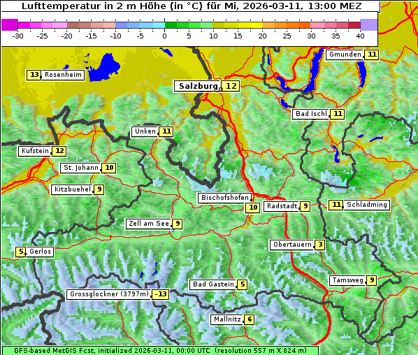 Temperatur, 11. 3. 2026