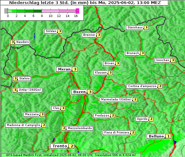 Niederschlag, 2. 6. 2025