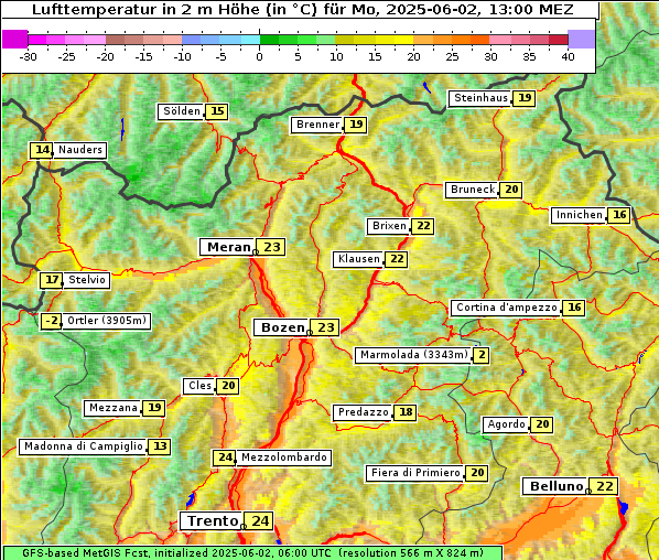 Temperatur, 2. 6. 2025
