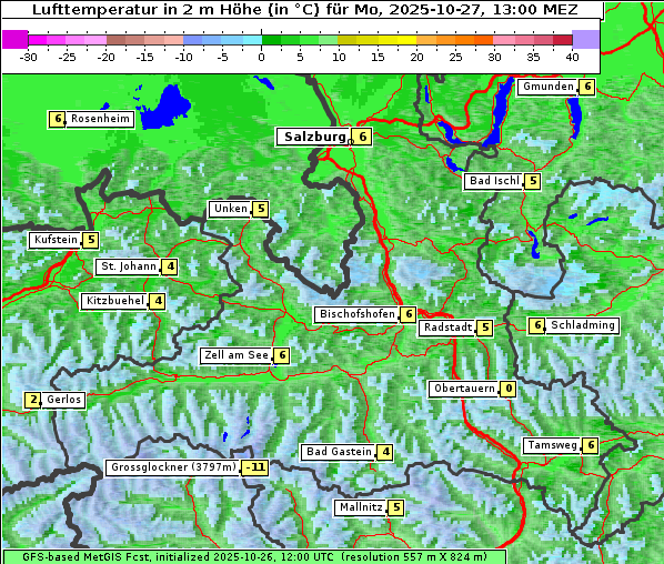 Temperatur, 27. 10. 2025