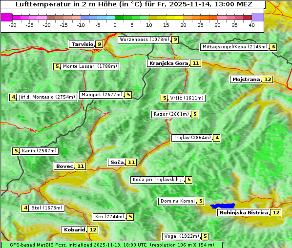 Temperatur, 14. 11. 2025